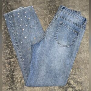 Women's Blue Embellished Jeans